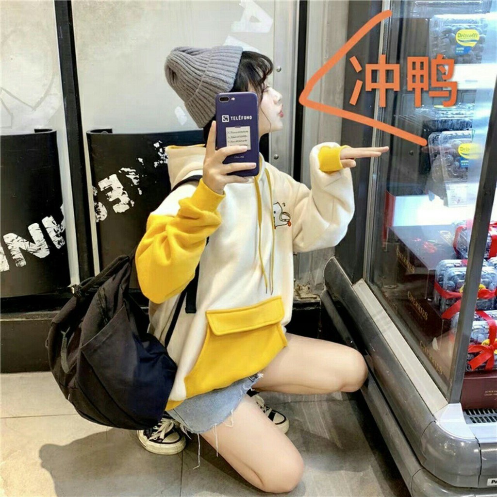 [Ảnh Thật] Áo khoác Nữ Hoodie In Vịt Nắp Túi Free Size 65kg AK84 | BigBuy360 - bigbuy360.vn