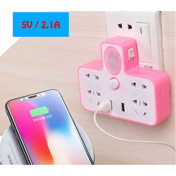 Ổ Điện Đa Năng Kiêm Đèn Ngủ - Ổ Cắm Điện 3in1 ( Cắm Điện - Usb - Đèn Ngủ )