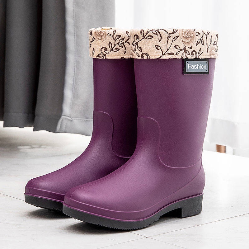 Giày Bốt Đi Mưa Lót Lông Cừu Dày Dặn Chống Mòn / Chống Mài Mòn Thời Trang