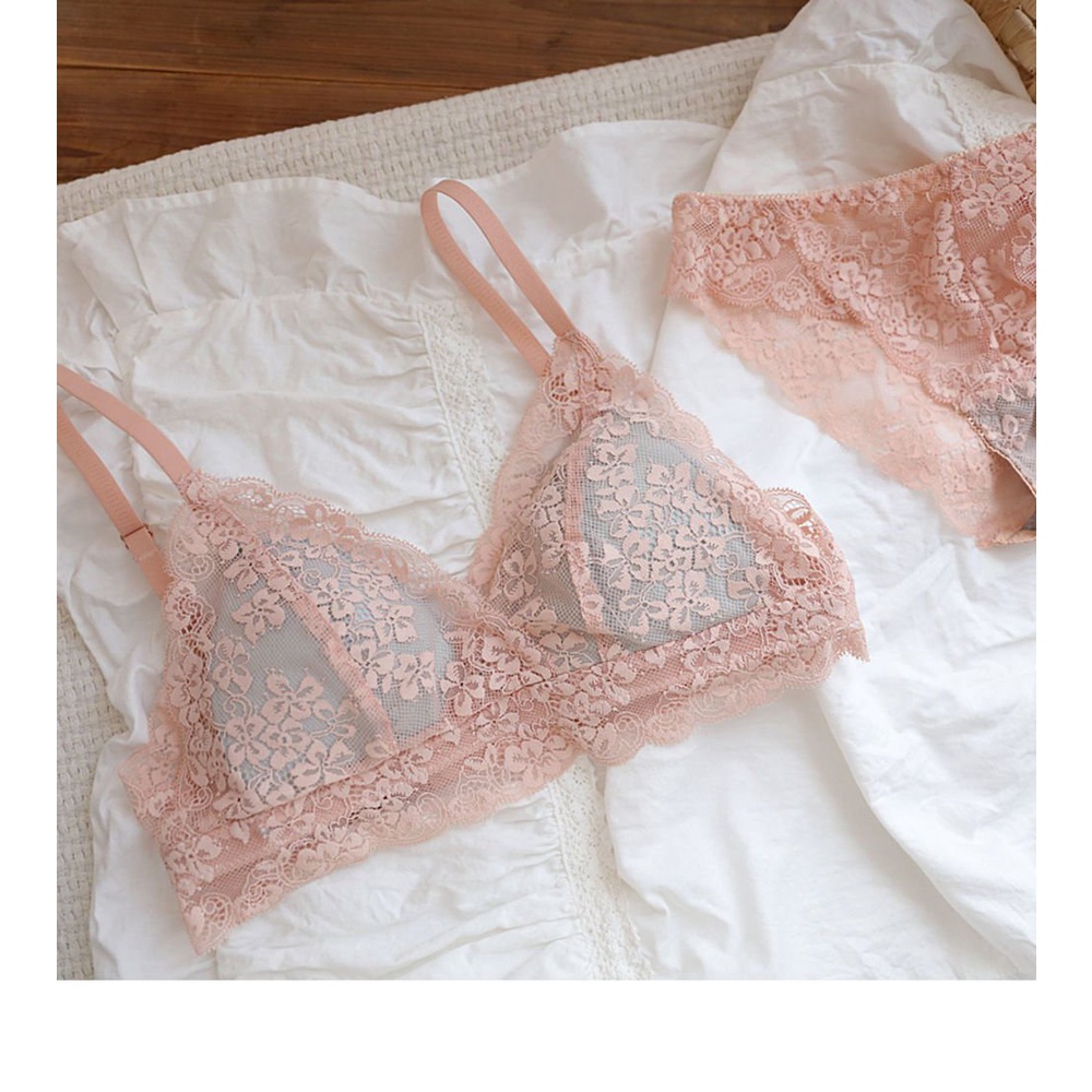 Áo Ngực Hình Tam Giác Không Gọng Phối Ren Phong Cách Nhật Bản Dành Cho Nữ