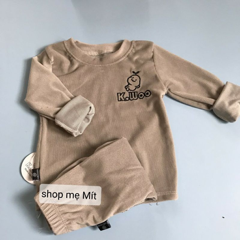 Bộ nhung dài tay⚡FREESHIP⚡siêu mềm mịn, co giãn 8 chiều cho bé từ 6-18kg