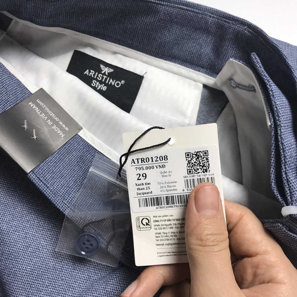 Quần âu nam Aristino from ôm co giãn nhẹ không nhăn không  cần là ủi ATR01208