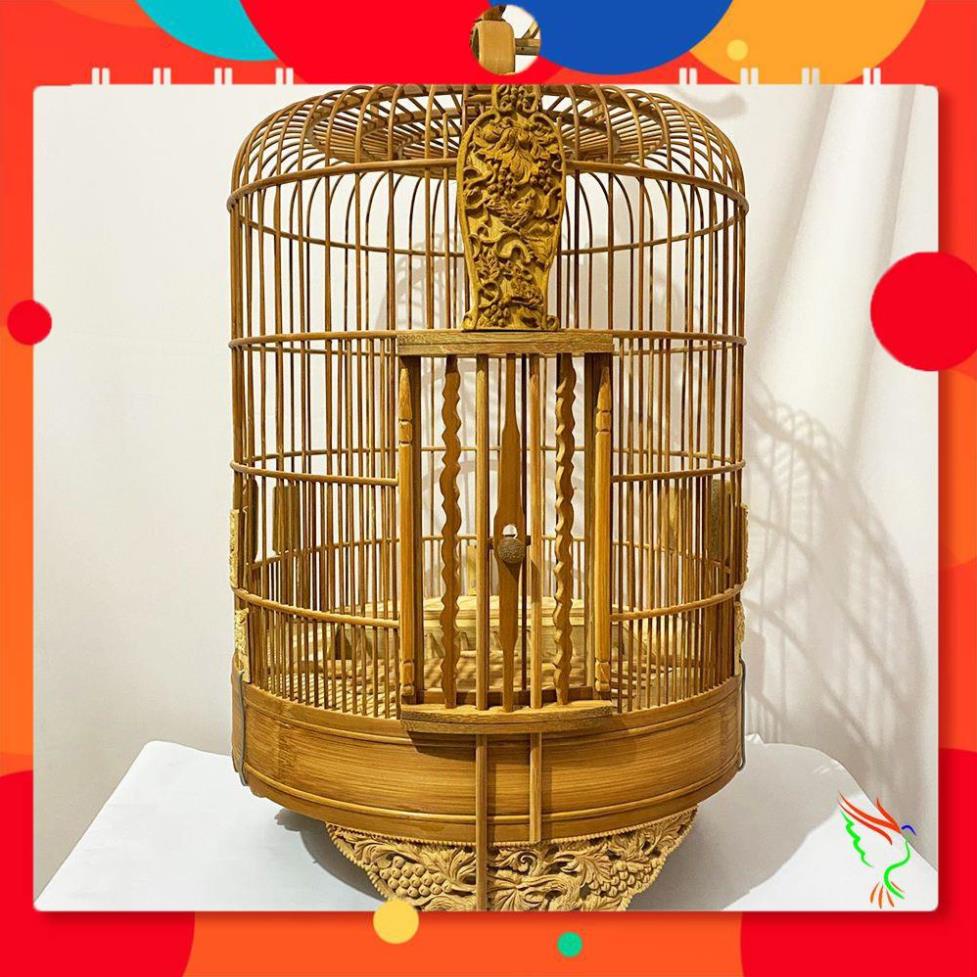 Hàng cao cấp Hàng cao cấp Lồng chim mi (đục) cửa chiến chất liệu trúc cao cấp hàng đẹp có móc đi kèm