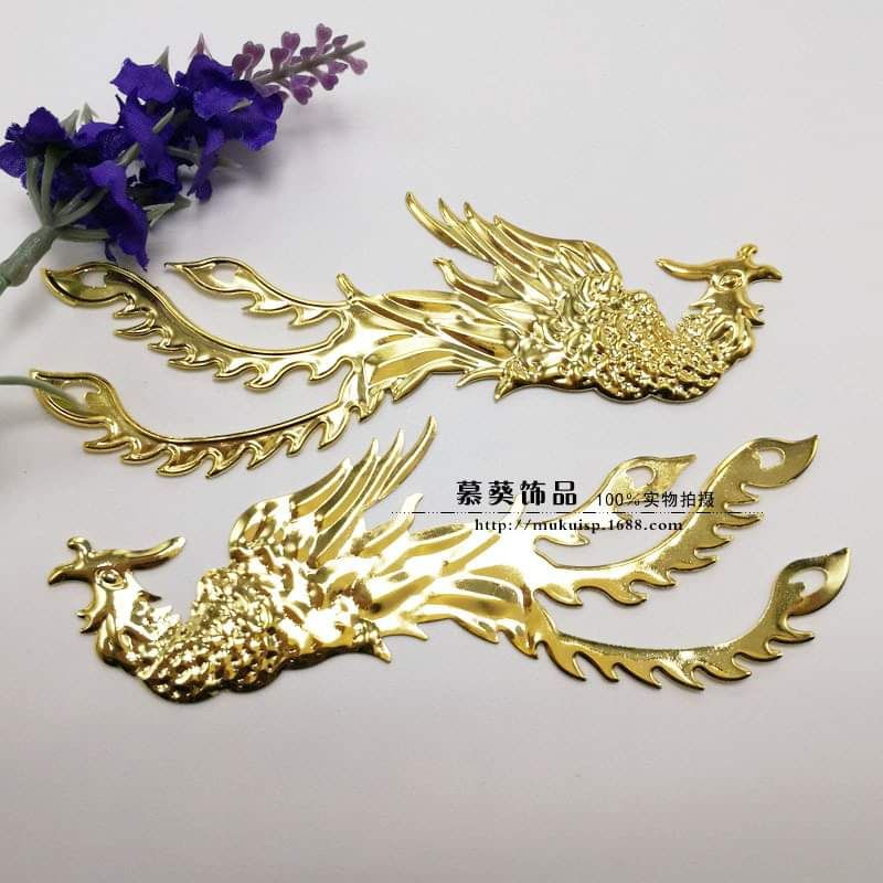 Bộ 2 phượng hoàng 118*36mm, nguyên liệu làm trâm cài tóc cổ trang, nguyên liệu diy, Sỉ phụ kiện Khánh Huyền