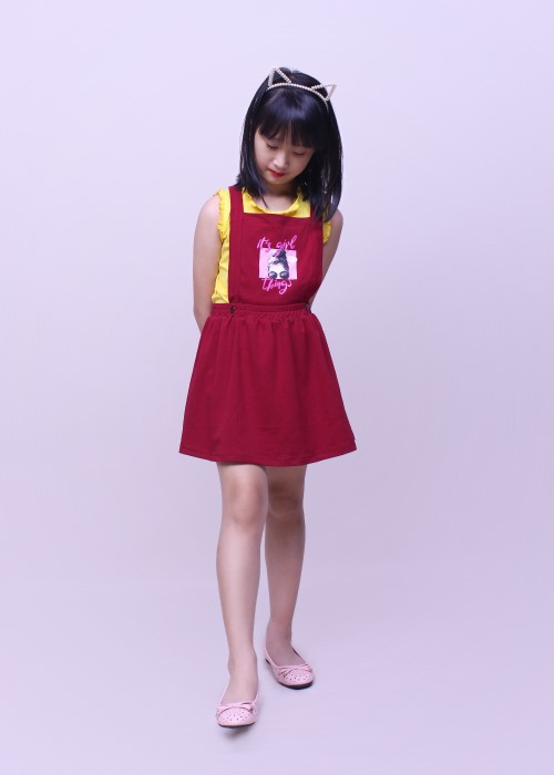 Chân váy yếm thời trang Jadiny cho bé gái màu đỏ