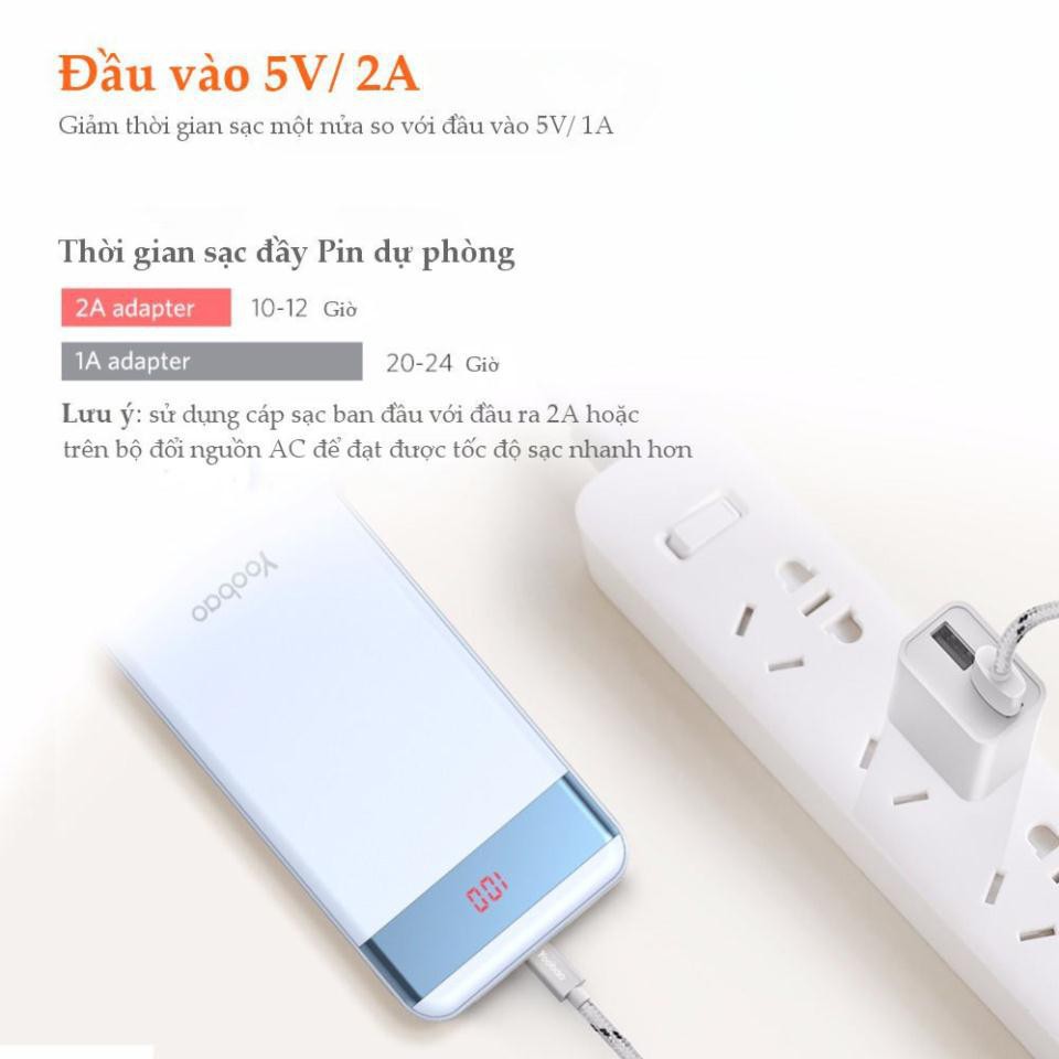 Pin Sạc Dự Phòng 20000mAh YOOBAO M20Pro có đèn pin LED Chính hãng