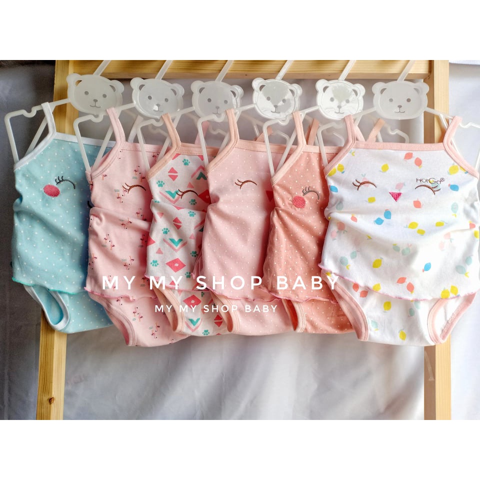 (Phân loại sẵn) Bộ thun mát Hotga 2 dây xinh xinh cho bé 3-11kg/ đồ sơ sinh