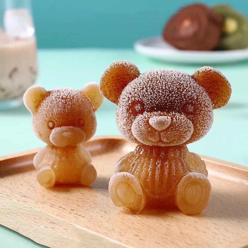 Khuôn Làm Nước Đá/Chocolate Hình Chú Gấu Nhỏ 3D Bằng Silicone