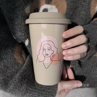 Ly/ Cốc uống nước, cafee,.. gốm sứ hình cô gái có nắp