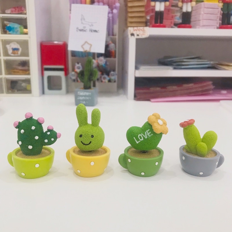 Set 4 Tượng Xương Rồng Lò Xo Đáng Yêu ~5,5cm