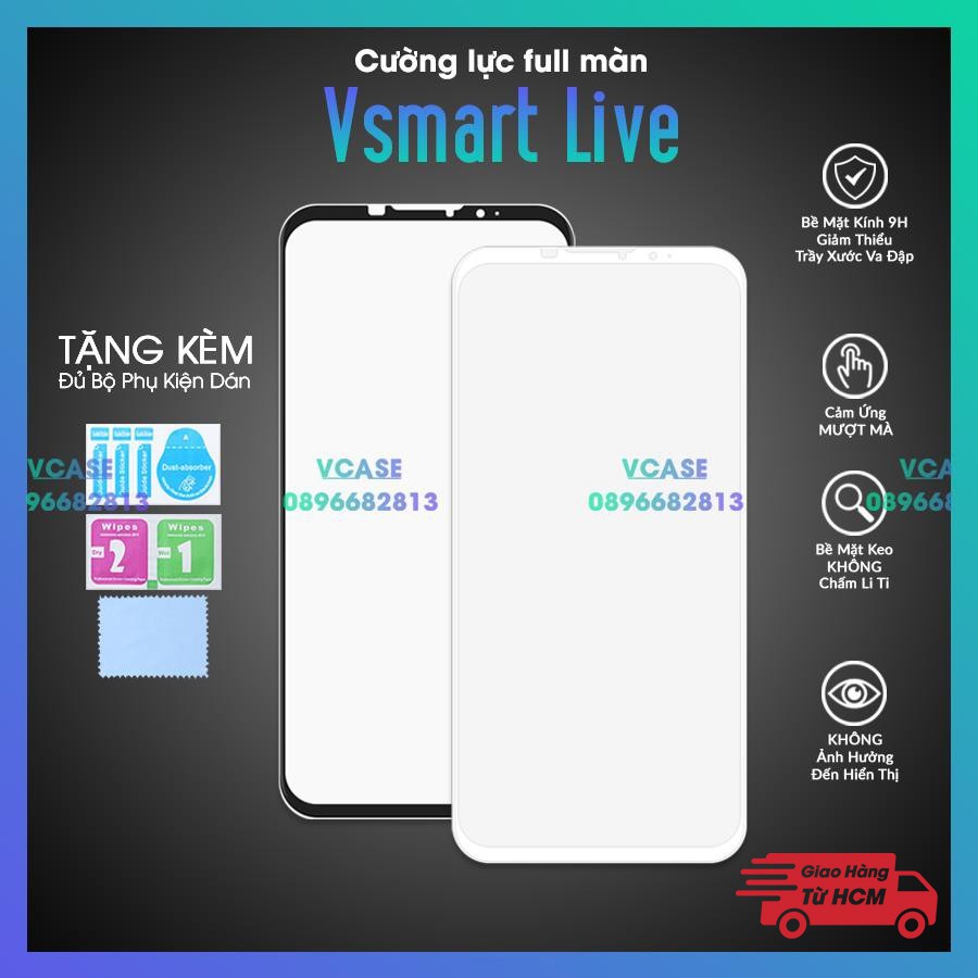 Miếng Dán Cường Lực Full Màn Full Keo Dành Cho Vsmart Live