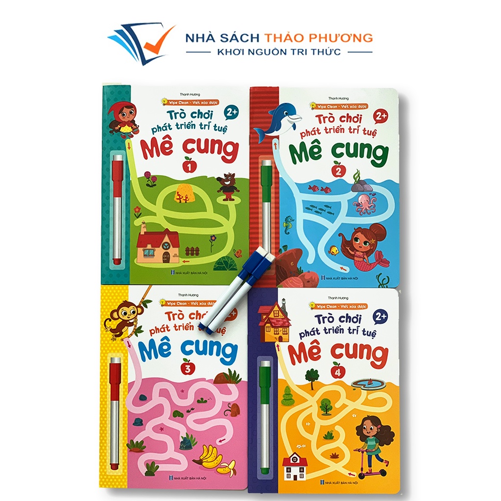 Sách - Trò Chơi Mê Cung Phát Triển Trí Tuệ 1234 - Phiên Bản Wipe Clean:Viết Xóa Được (Dành Cho Trẻ 2-6 Tuổi)