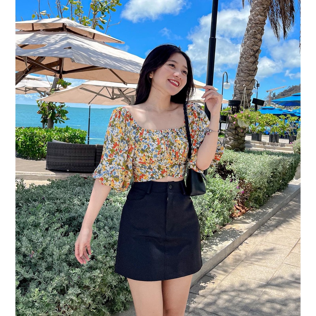 Áo BERRY -Áo hoa tay lỡ bẹt vai