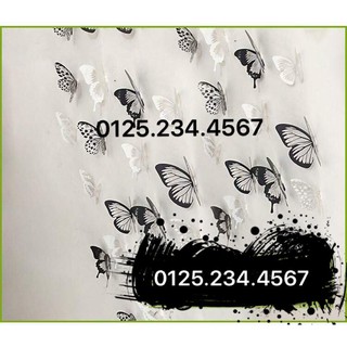 Decal dán tường Bướm 3D đen trắng