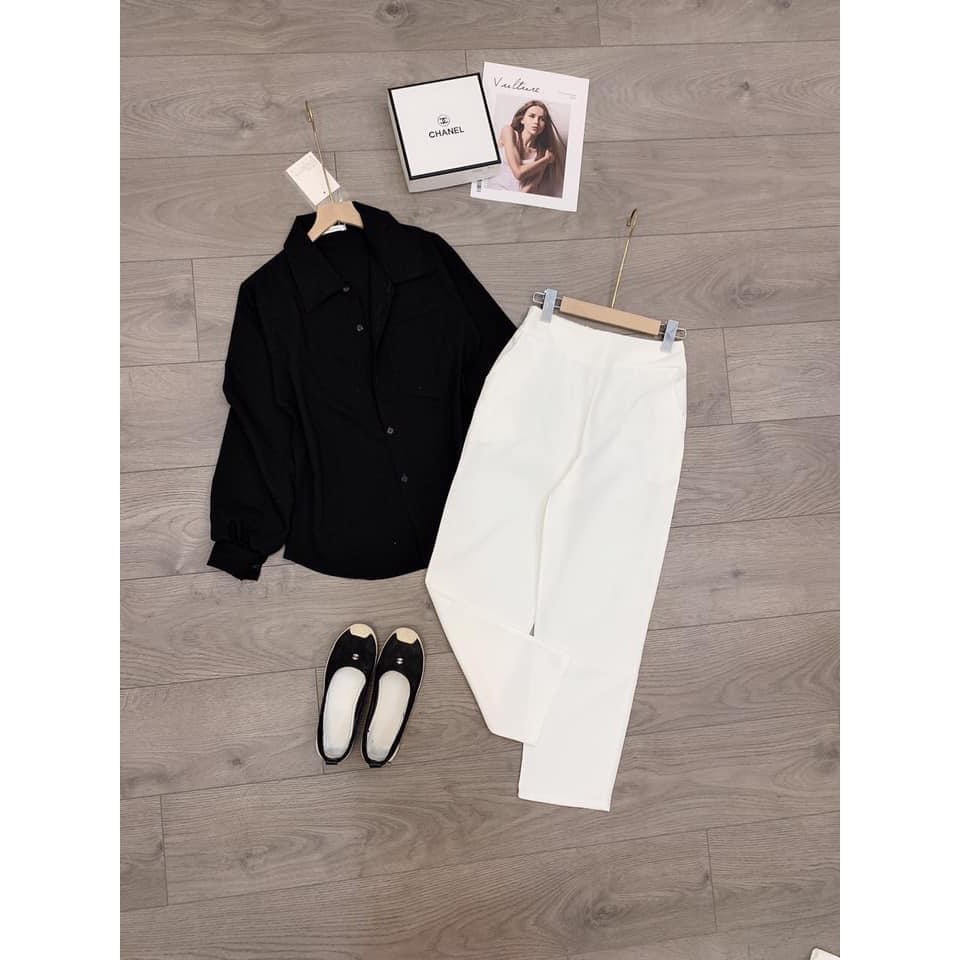 SET ÁO SƠ MI ĐŨI MIX QUẦN ỐNG SUÔNG TRẮNG TRẺ TRUNG NĂNG ĐỘNG 💕𝑭𝑹𝑬𝑬𝑺𝑯𝑰𝑷💕 | BigBuy360 - bigbuy360.vn
