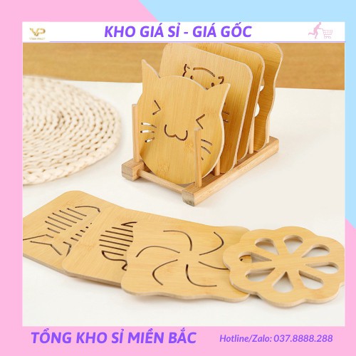 [❌GIÁ SỈ❌]LÓT ĐĨA NỒI BẰNG GỖ TỰ NHIÊN (14,5cmx14,5cm) 88036