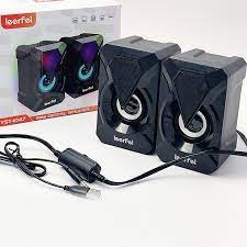 Loa máy tính,loa 2.0 LEERFE minispeaker có dây để bàn đèn LED trang trí Siêu Đẹp - Bảo Hành 1 Năm