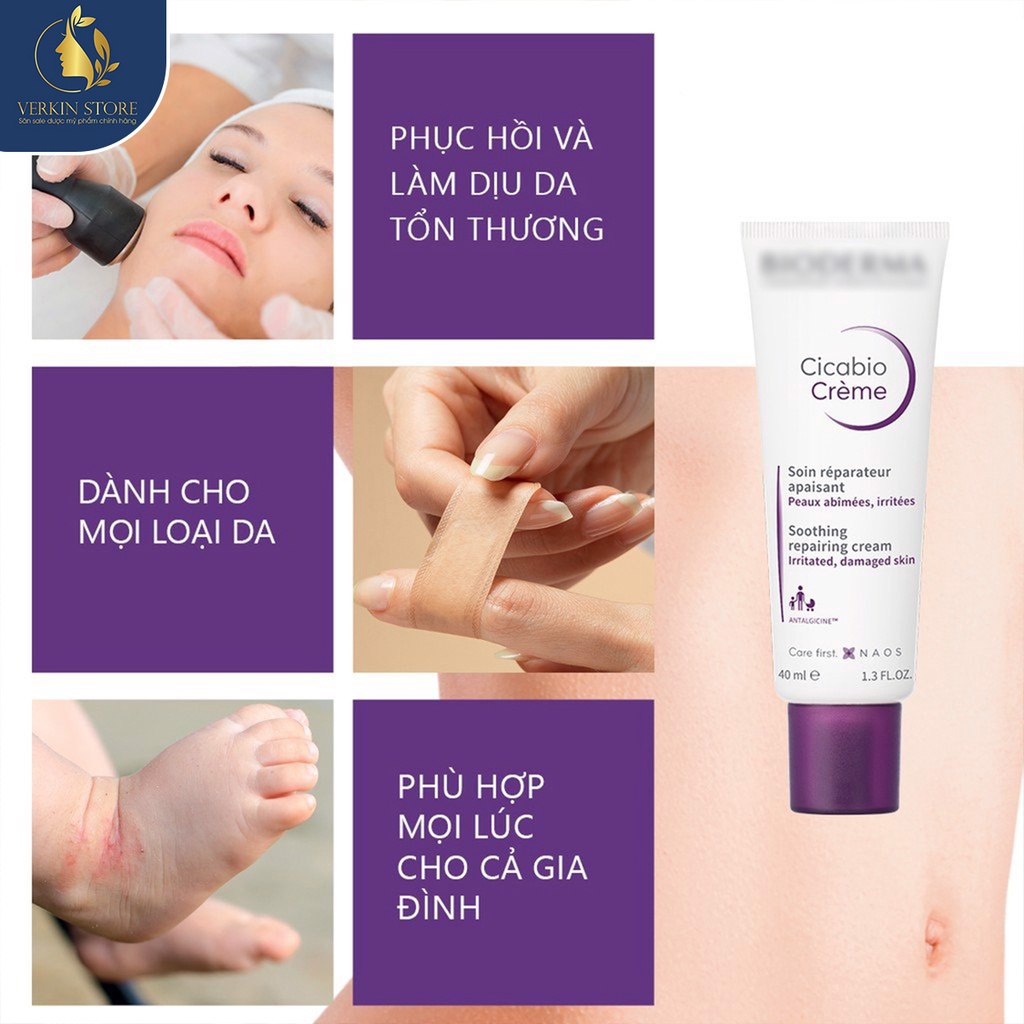 Kem dưỡng ẩm phục hồi da Bioderma Cicabio Creme 40ml  - Verkin Store