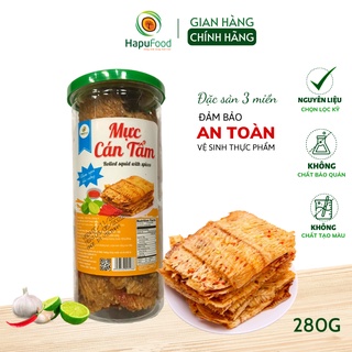 Mực cán tẩm gia vị cay hũ 280G HAPUFOOD, mực khô ăn liền hảo hạng- Đồ ăn vặt cho mẹ và bé