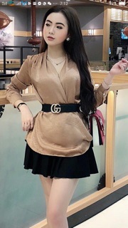 Áo sơ mi lụa cổ đổ