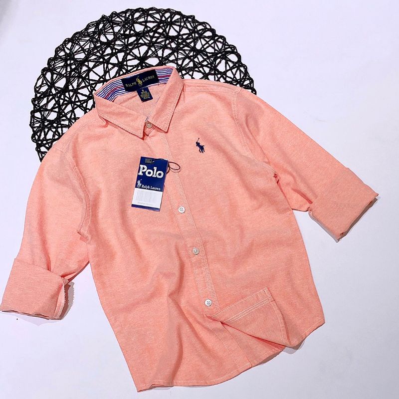 Áo sơ mi màu trơn bé trai tay dài A024