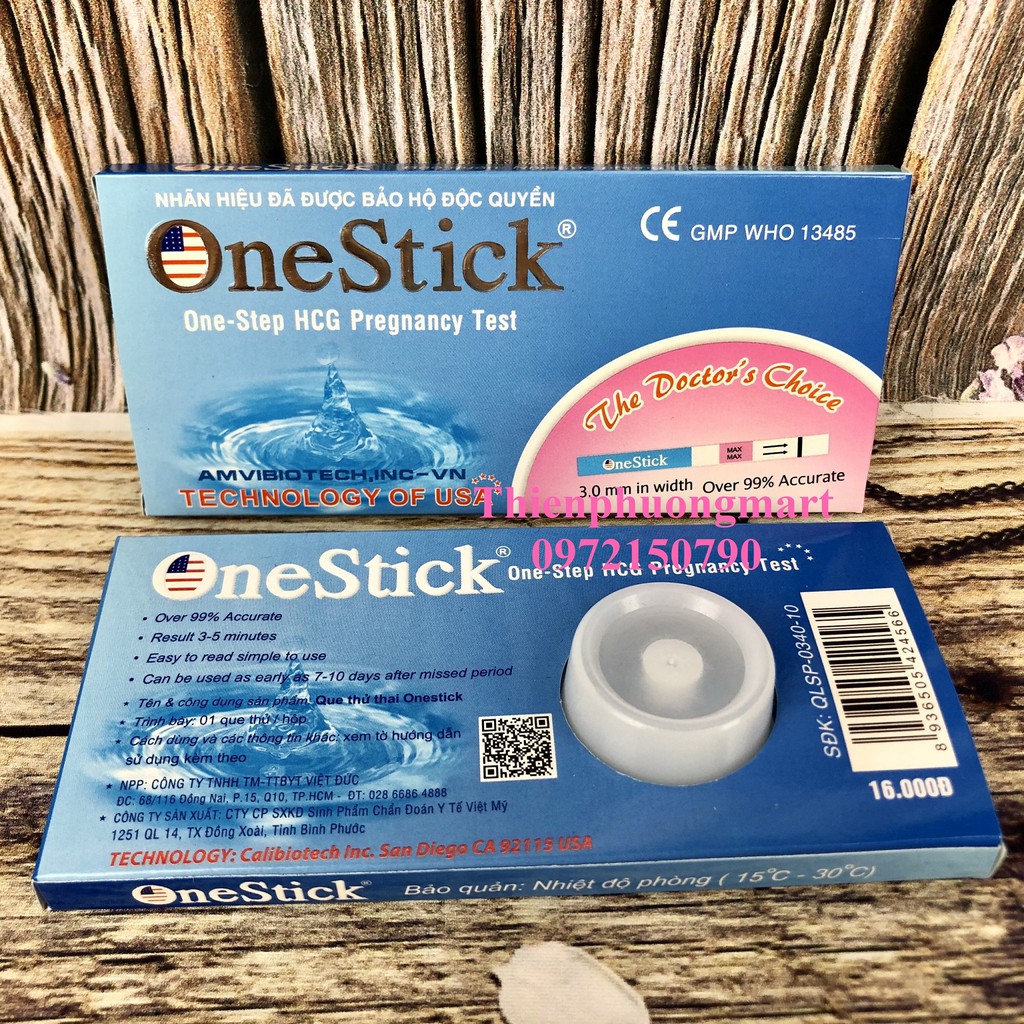 Que Thử thai OneStick vỏ Hồng/ Xanh - Phát hiện thai sớm ( Nhãn Hiệu được bảo hộ độc quyền  )