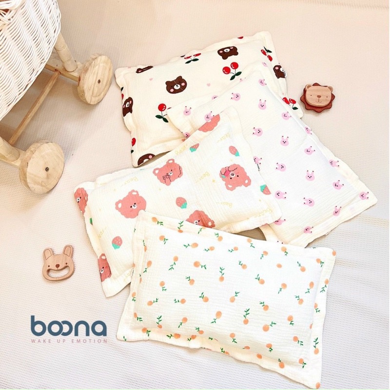 Gối xô bông hữu cơ  BOONA cao cấp mềm mại cho bé trai gái