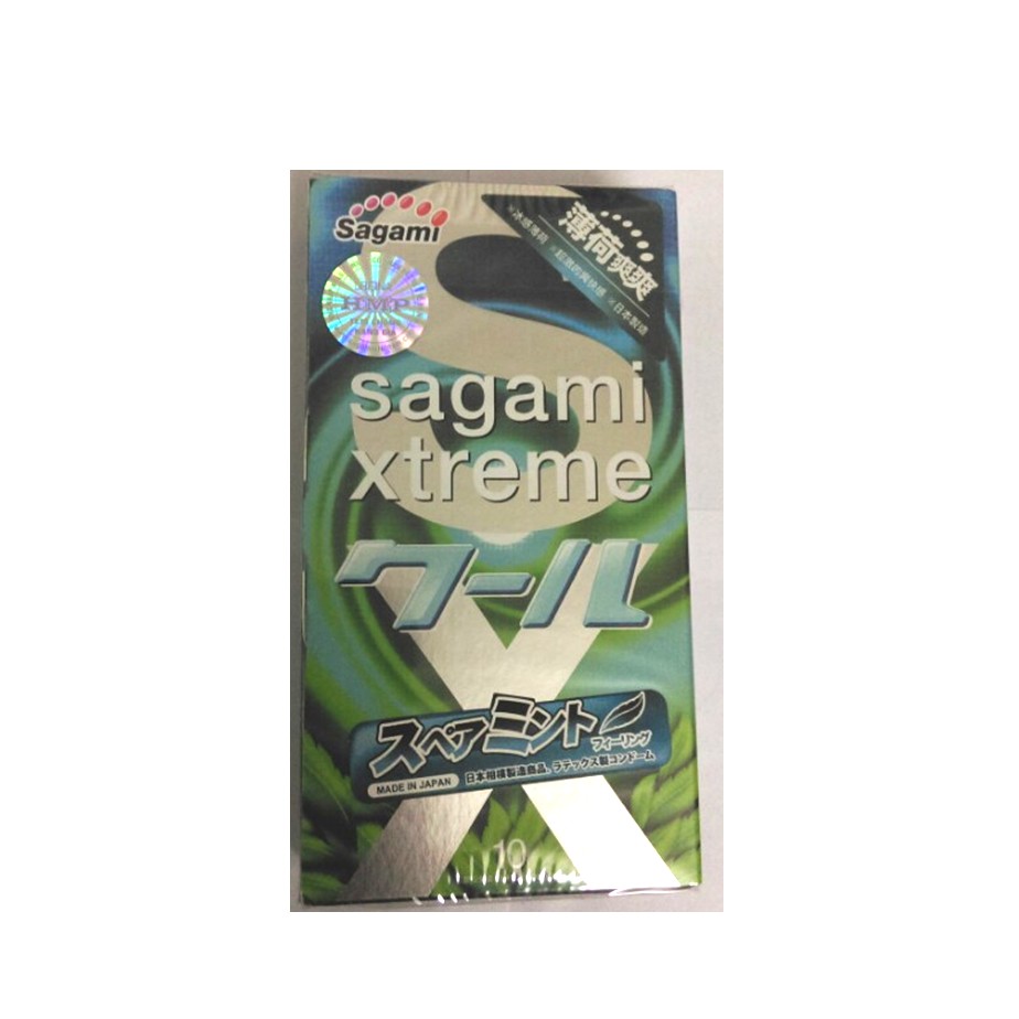 Bao cao su mát lạnh hương bạc hà Sagami Spearmint Siêu mỏng - Hộp 10 cái