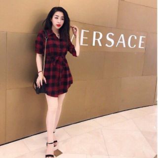 Đầm sơmi carô 60k