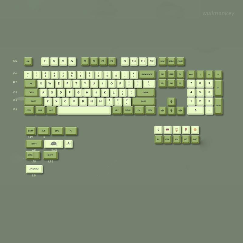 Bộ 124 phím XDA màu xanh lá cây PBT cho bàn phím cơ