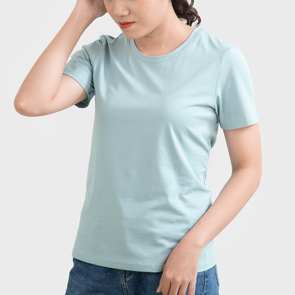 Áo thun nữ trơn cổ tròn màu xám gi TOLI, chất cotton 4 chiều mềm mịn, co dãn, form suông cơ bản [NHIỀU MÀU]