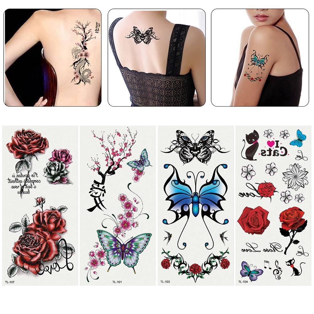 2 Sheets Women Sexy Flower Temporary Tattoo Sticker Body Decor Decal Waterproof K03