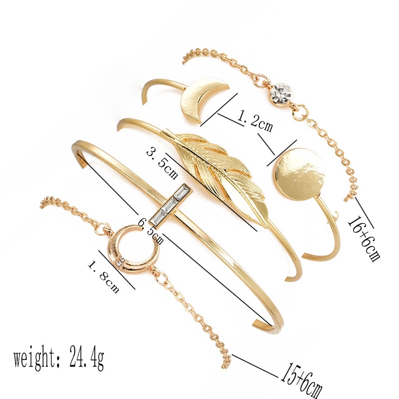 Set 5 vòng tay mặt hình mặt trăng / lá thời trang dành cho nữ