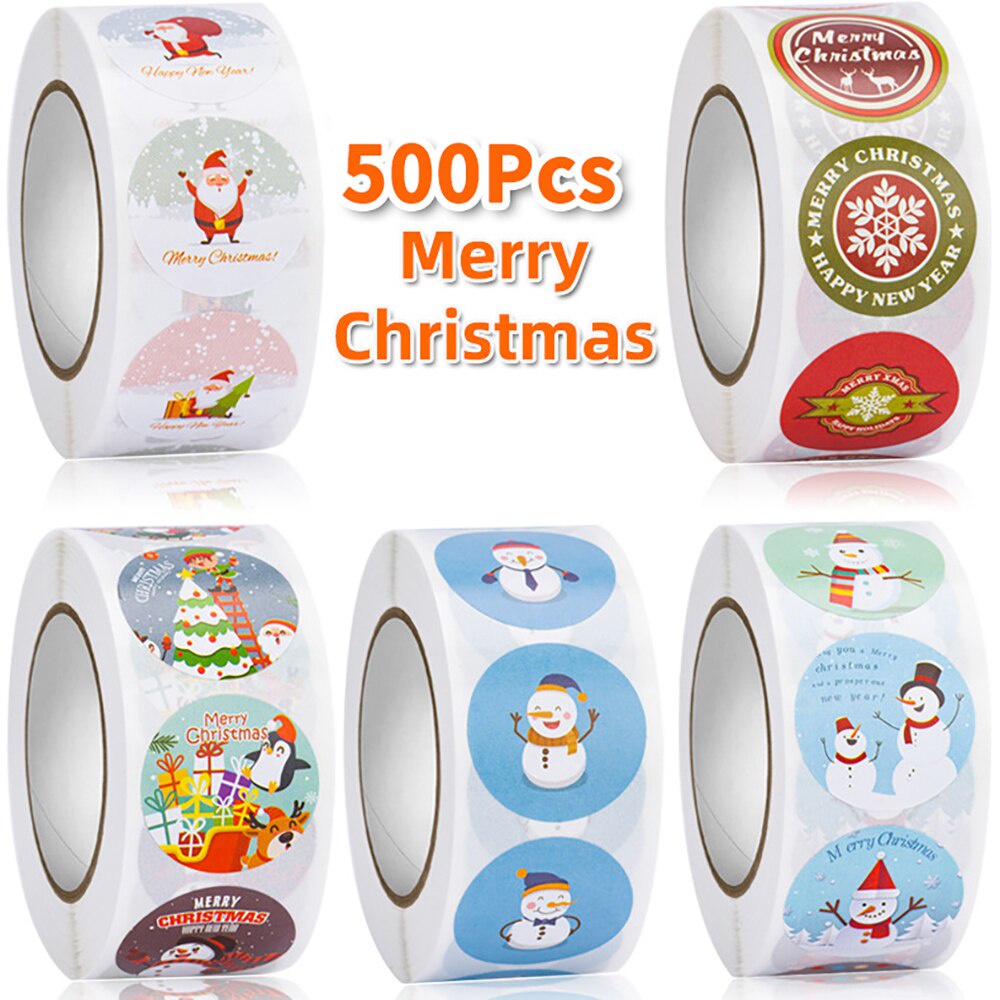 Cuộn 500 hình dán trang trí Giáng sinh 2.5cm