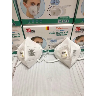 1 hộp 20 chiếc khẩu trang 3d n95 tulips - n95.9001vh chống bụi pm2.5 có van