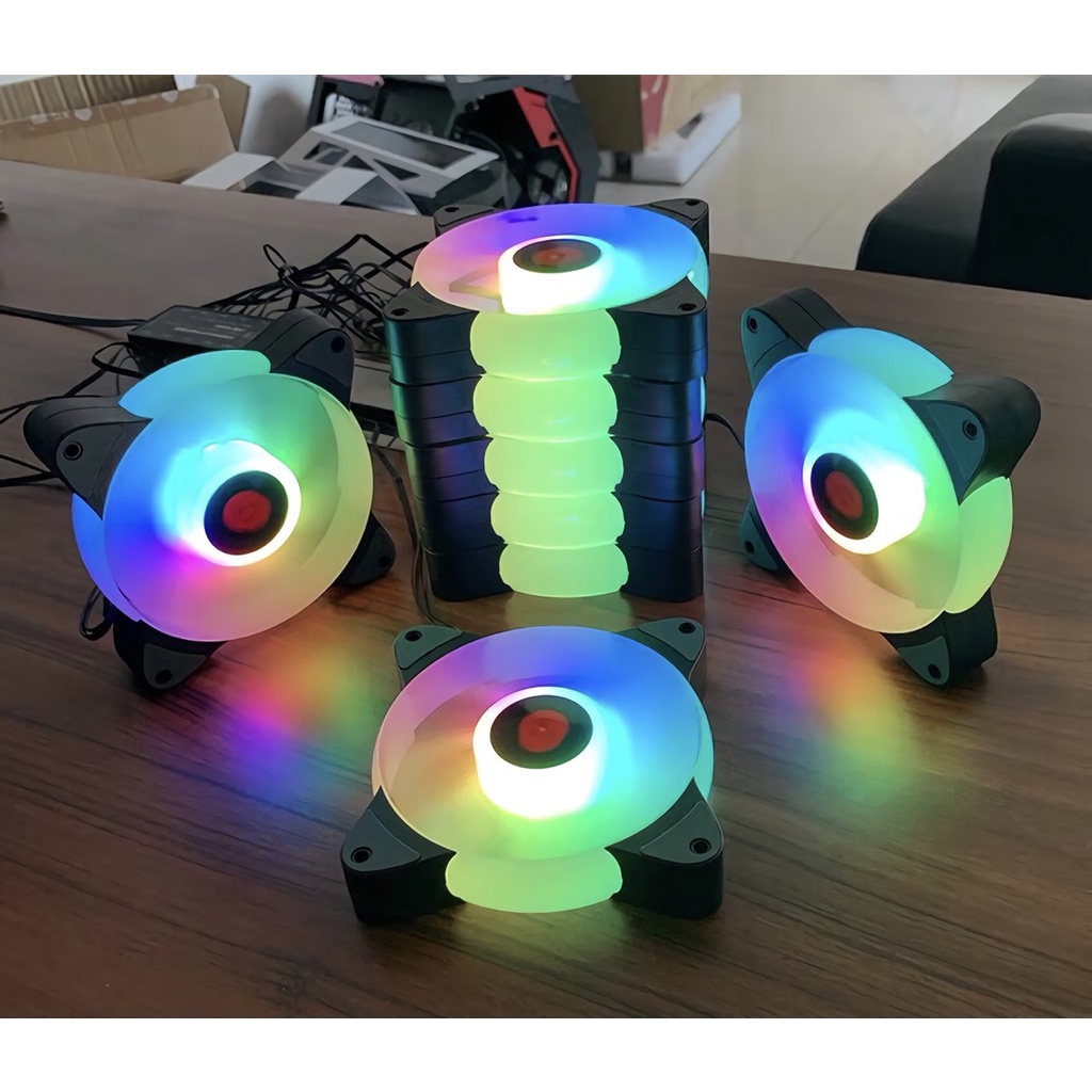 Quạt Tản Nhiệt - Fan Case Coolmoon UFO Led RGB - Hub điều khiển màu, có ảnh Fan đã lên Case