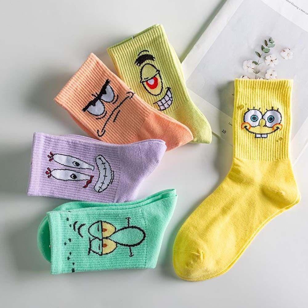Tất Trượt Ván Hoạ Tiết Hoạt Hình SpongeBob Phong Cách Hàn Quốc Dành Cho Nữ