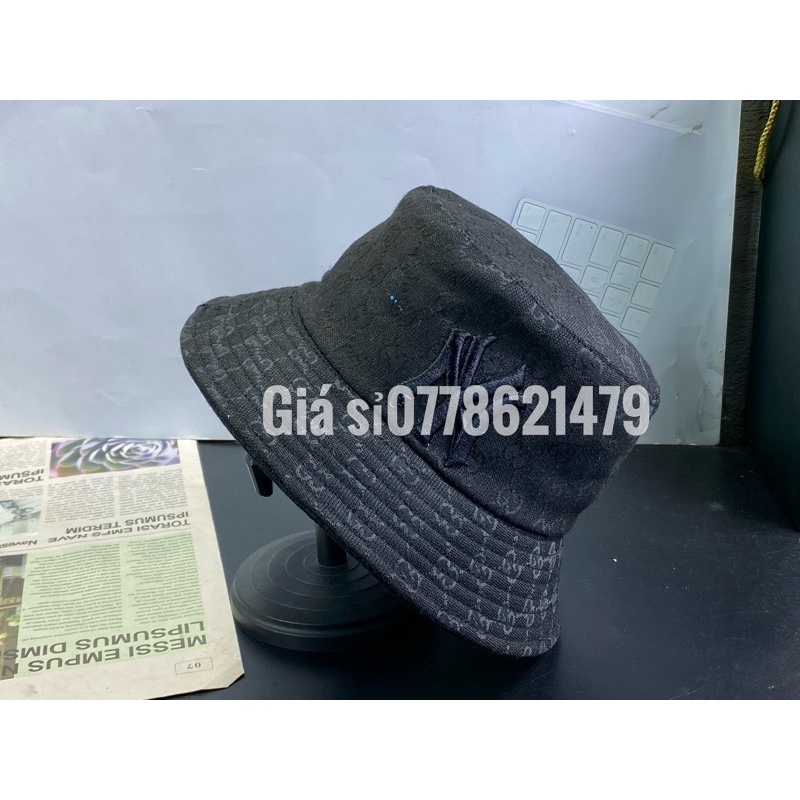 Nón bucket bo tai bèo chất vải dệt G thêu guxxxi thời trang nữ