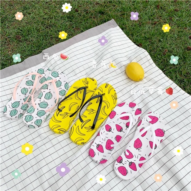 Dép Nữ Xỏ Ngón Dép Kẹp Cao Su Đế Đúc Hoạ Tiết Siêu Xinh Size 36-40 - Lucky Girl shop