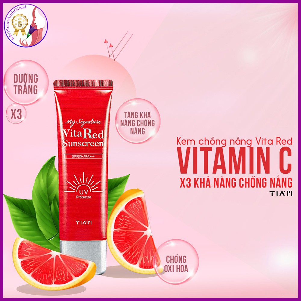 Kem chống nắng dưỡng trắng nâng tone da tiam vita red 50ml