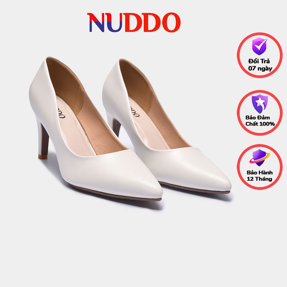 Giày cao gót nữ 7p gót nhọn mũi nhọn thời trang công sở đẹp da lì mềm Nuddo_NU0010