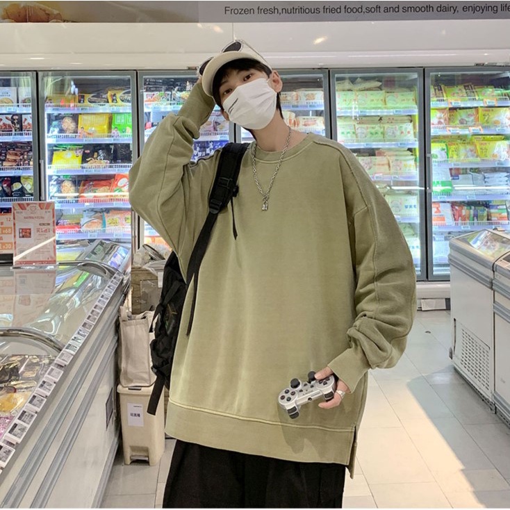 Áo hoodie nam nữ unisex dài tay, sweater cổ tròn form rộng thu đông áo sweater trơn nam nữ form rộng, áo tay dài unisex
