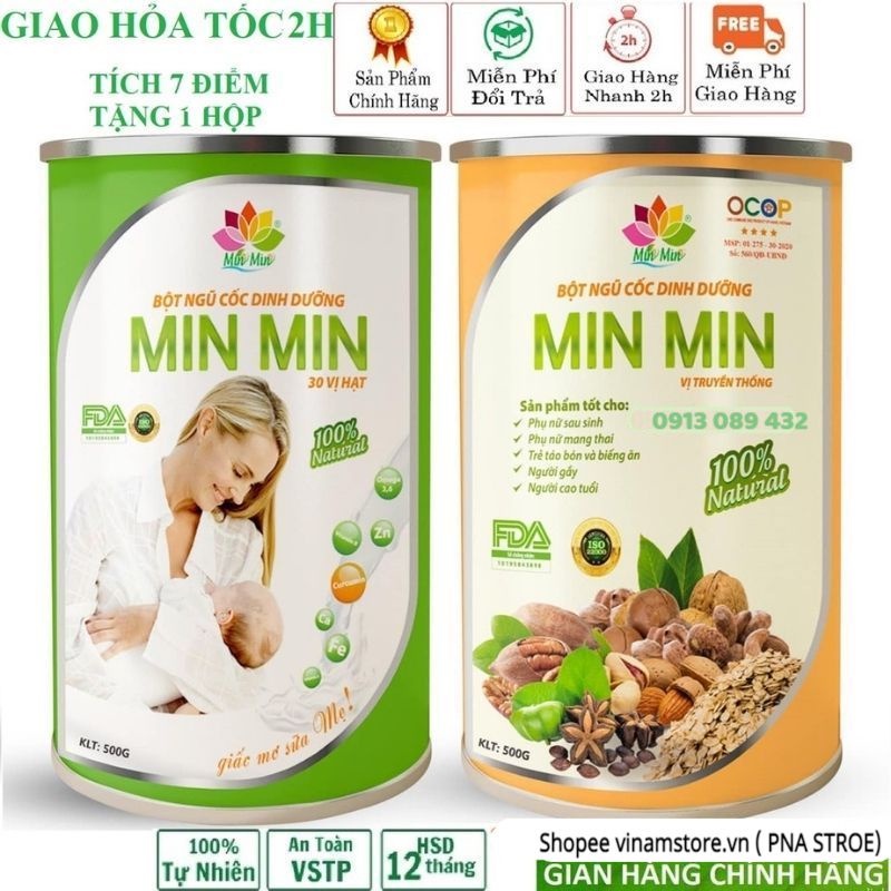 Ngũ Cốc Lợi Sữa - Mẫu mới 29 loại Hạt, Bột Ngũ Cốc Min Min (500G)  Chính Hãng