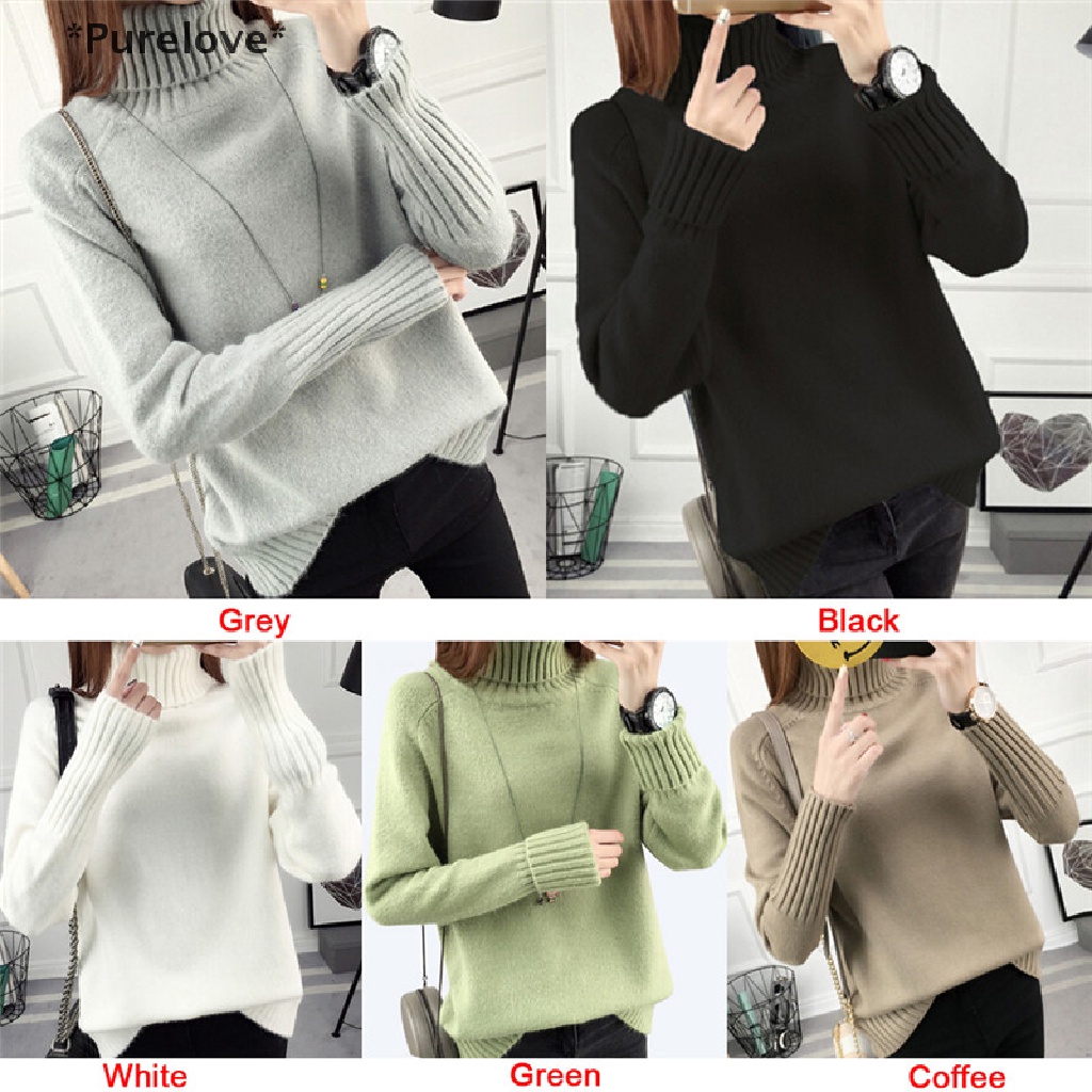 Áo Sweater Dệt Kim Cổ Lọ Ấm Áp Xinh Xắn Cho Nữ