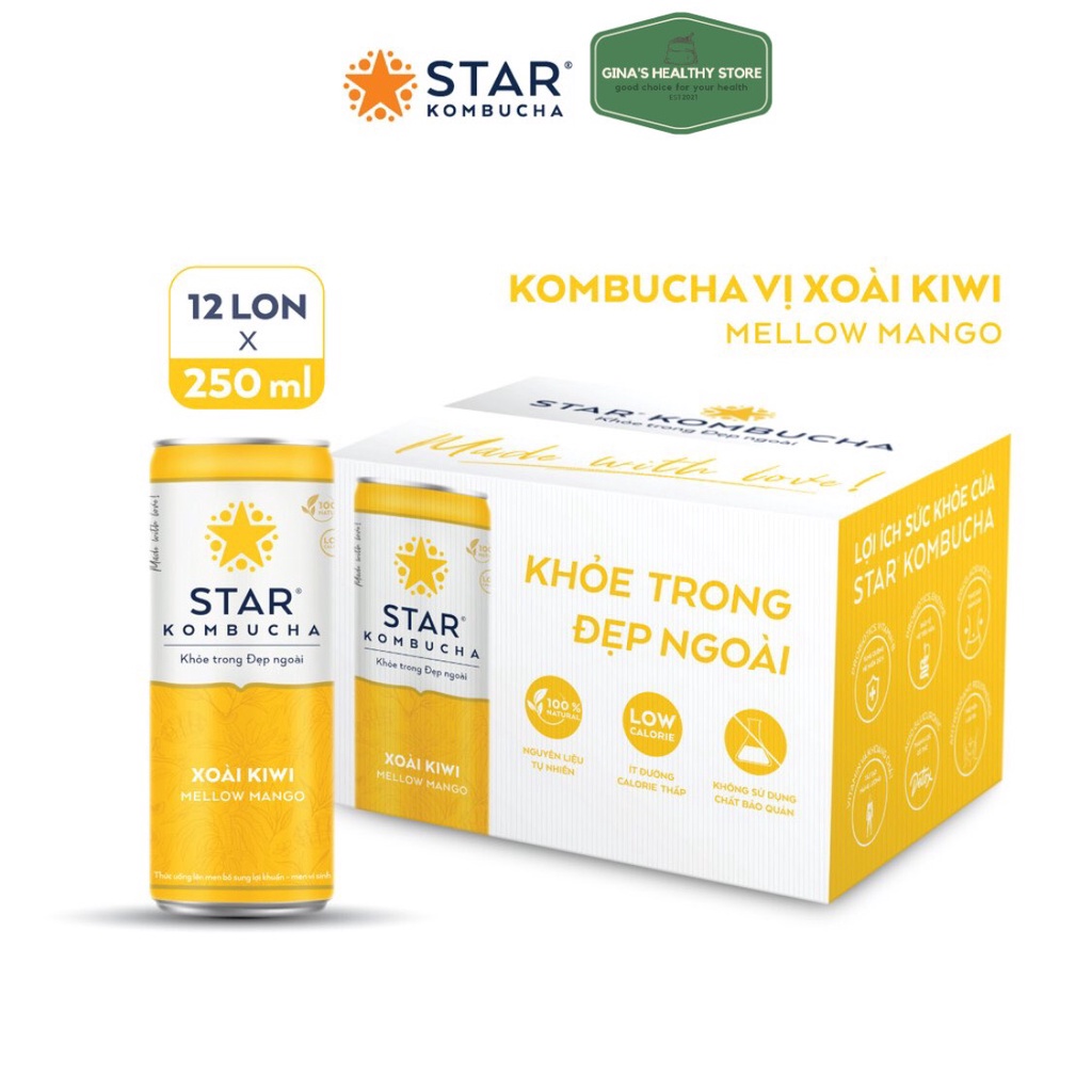 Thùng 30 lon trà Star Kombucha thức uống lên men tự nhiên Mix Ổi Hồng Cam thumbnail