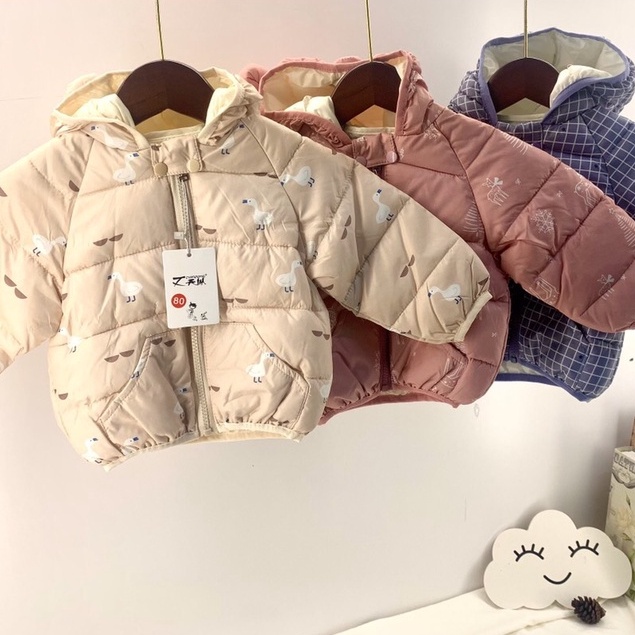 Áo Phao Cho Bé Tai Gấu Chất Siêu Nhẹ Siêu Ấm, Kiểu Dáng Basic Áo Khoác Mùa Đông Cho Bé Trai Bé Gái - Zunbaby - Z03