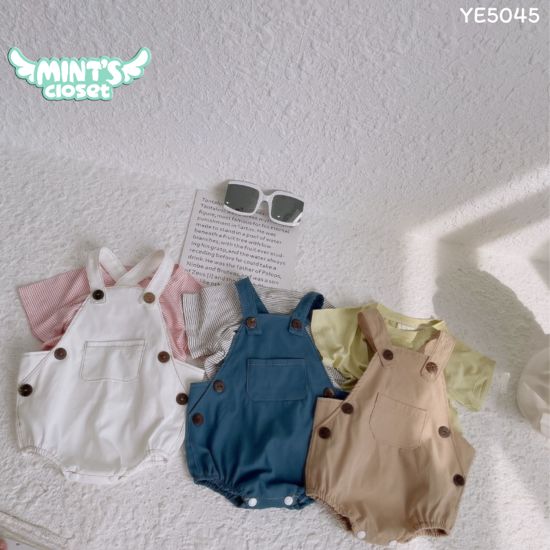 Set áo thun sọc yếm kaki bé gái bé trai từ 0-15 tháng tuổi MINTSCLOSET Mint's Closet - YE5045 - YE5035 - YE5040 - YE5041