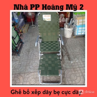 Ghế bố xếp dây bẹ cao cấp - Sơn trắng bạc - Nặng 8kg5