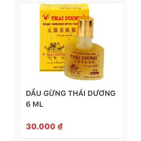 DẦU GỪNG THÁI DƯƠNG 6ML