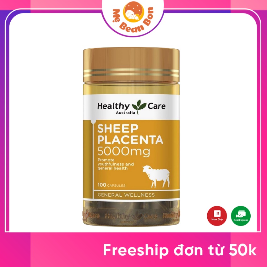 Nhau Thai Cừu Úc Healthy Care Sheep Placenta 5000mg 100 viên giúp da sáng bóng mịn màng cho người trên 18 tuổi